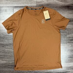 Nike Court Advantage Dri-FIT Tennis Top Shirt Brown FZ6910-281 Mens Size Large